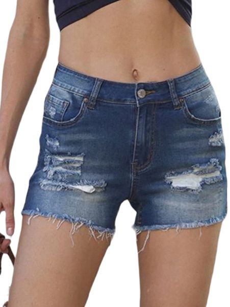 

denim shorts for women mid rise ripped jean shorts stretchy folded hem short jeans l3fr#, White;black