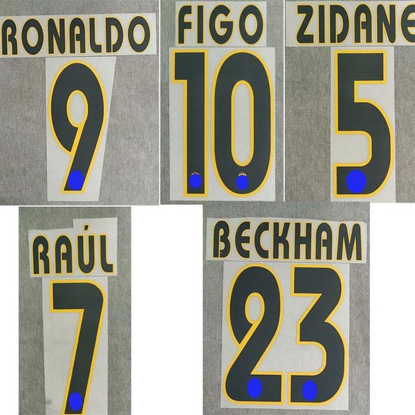 

2003-2005 beckham figo zidane raul ronaldo nameset customize any name number printing iron on transfer badge306s