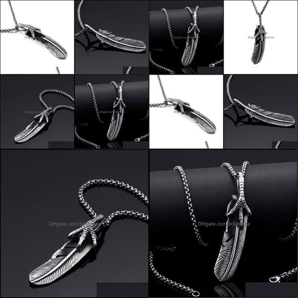 

pendant necklaces pendants jewelry titanium steel high bridge series eagle claw feather japanese flying dhw9v, Silver