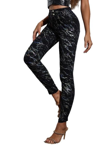 

apperloth a ink print patent pants m0yj#, Black;white
