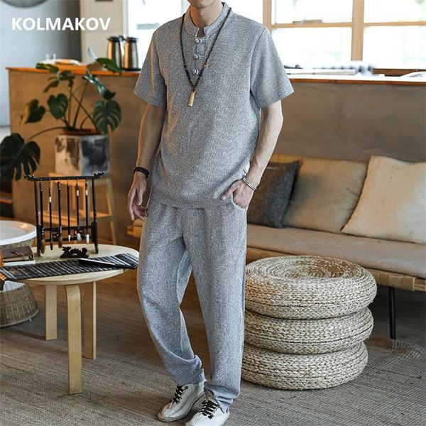 

shirt trousers 2020 summer casual men shirt cotton and linen shirts men s fashion shirts man size  lj201124, Gray