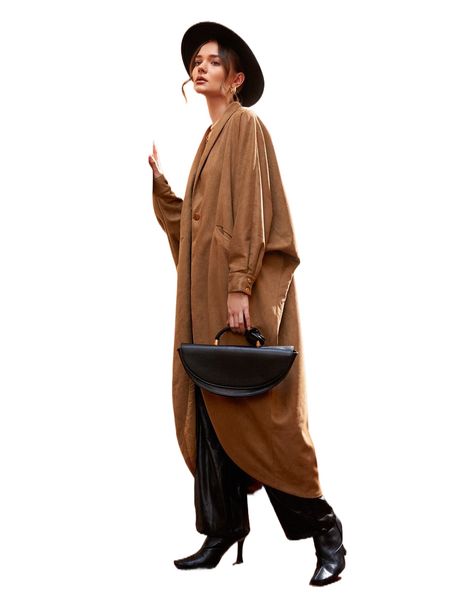 

x gautii shawl collar batwing sleeve coat k7ik#, Black