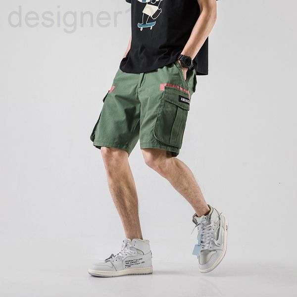

men's pants designer casual short men's fashion brand ins summer wear black 5-point loose large multi pocket work clothes pants 95