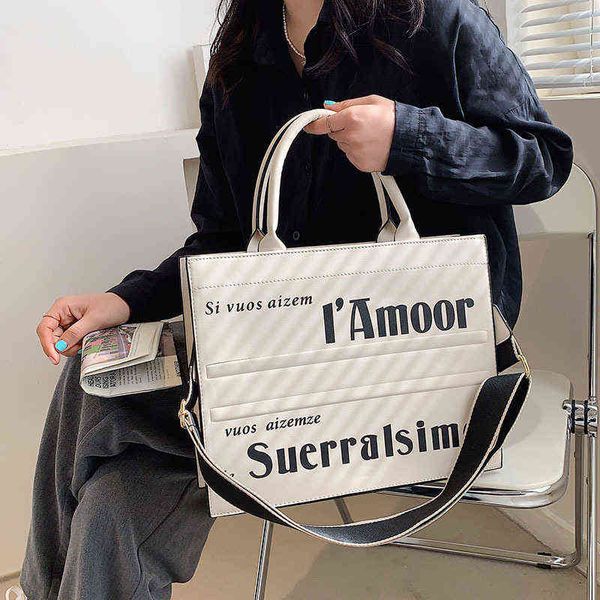 

large capacity bag female spring and summer fashion portable tote bag foreign wide band messenger bag 220514