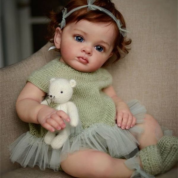 NPK 60CM Bambola completata in foto Reborn Tutti Toddler Girl Hand Paint con Genesis Pelle 3D di alta qualità 220707