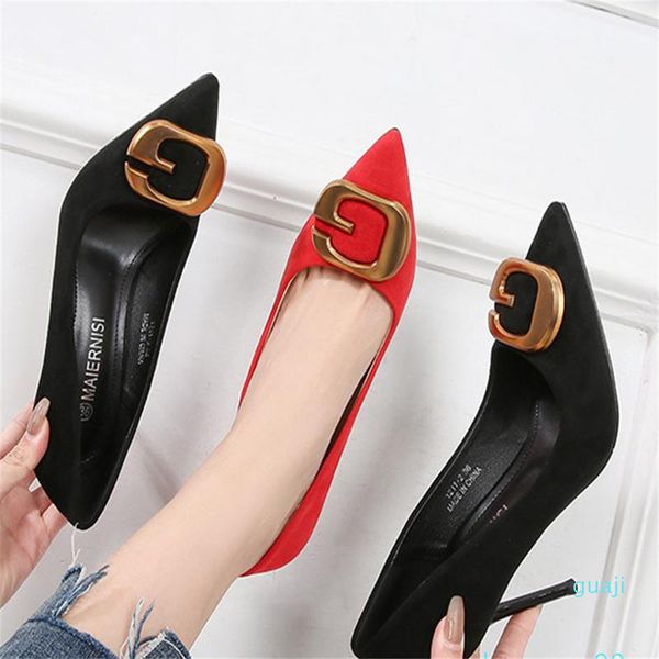 

fashion dress shoes ladies wedding ol red elegant single women's stiletto 9 cm high heels, Black