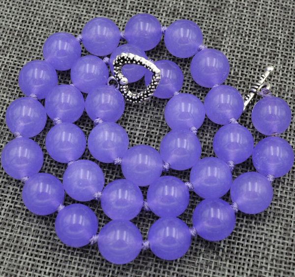 

new 12mm purple emerald gemstone necklace 18&quot love clasps, Silver