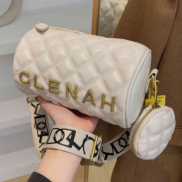 

small bag female ins niche 2022 new fashion autumn and winter lingge msenger texture single shoulder cylinder designer bags