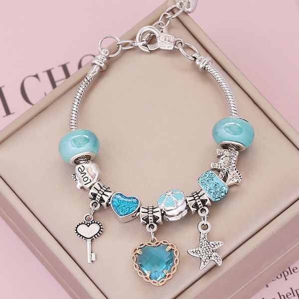 2022 Bracciale Pandora Favore 925 Sterling Silver Girl Sparkling Heart Chain Pulsera Brillante Pandora