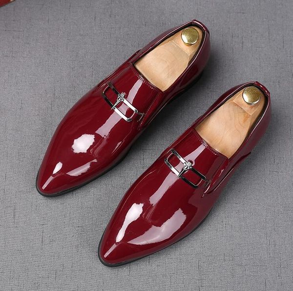 

luxury italy brand men dress shoes flat casual shoe business office oxfords genuine leather designers metal buckle loafers size: eu39-44, Black