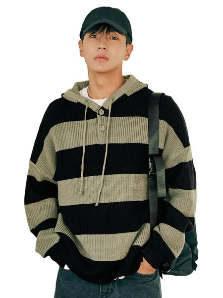 

dazy men colorblock drop shoulder drawstring hooded sweater without tee 76r6#, White;black