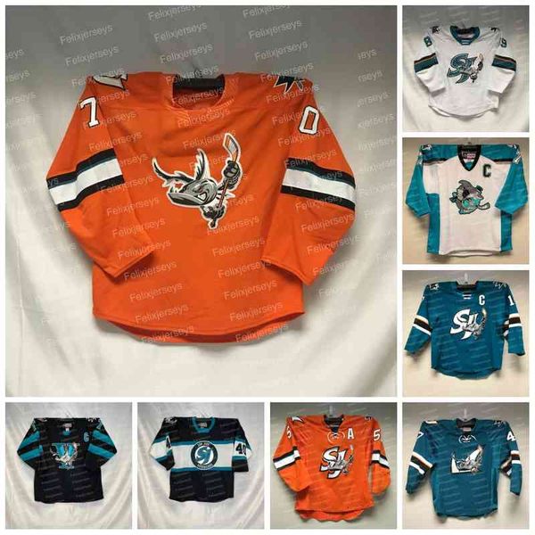 

san jose barracuda ahl hockey jersey joachim blichfeld scott reedy evander kane ryan merkley jayden halbgewachs sasha chmelevski alexei, Black