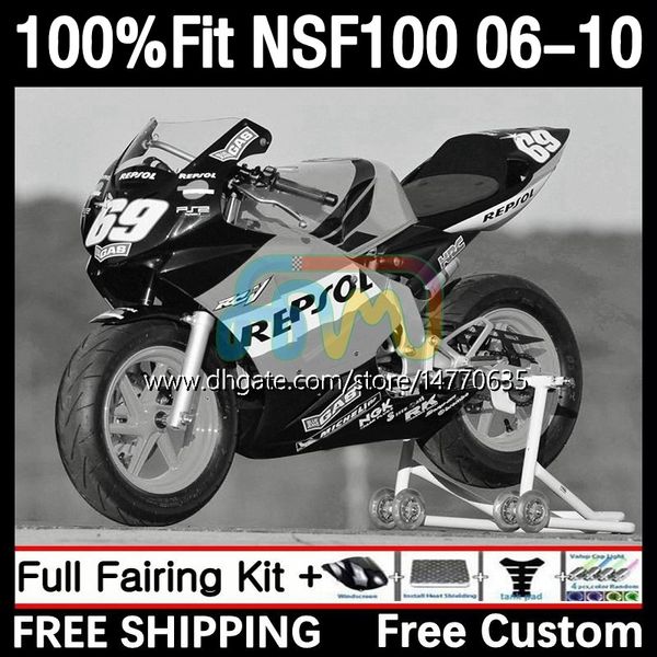 Формирование плесени для инъекции стекловолокна для Honda NSF-100 NSF 100 кузова 10 д.96 NSF100 06 07 08 09 10 NS-F100 2006 2007 2009 2009 2010 Глаковая гонка GEY REPSOL