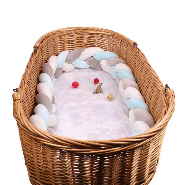 

1m/2m/3m/4m baby bumper in the crib tour de lit bÃ©bÃ© crib cot protector infant bebe bedding braid knot pillow cushion room decor g220421