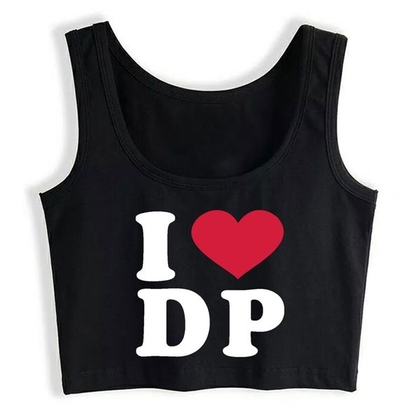 Crop Top Sport I Love Dp Summer White Print Top Donna 220316