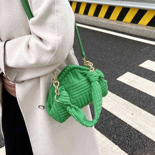 

evening bag shoulder 2022 plush purse and handbags female shopper fashion casual solid color embossed towel stripe chain shell 220705