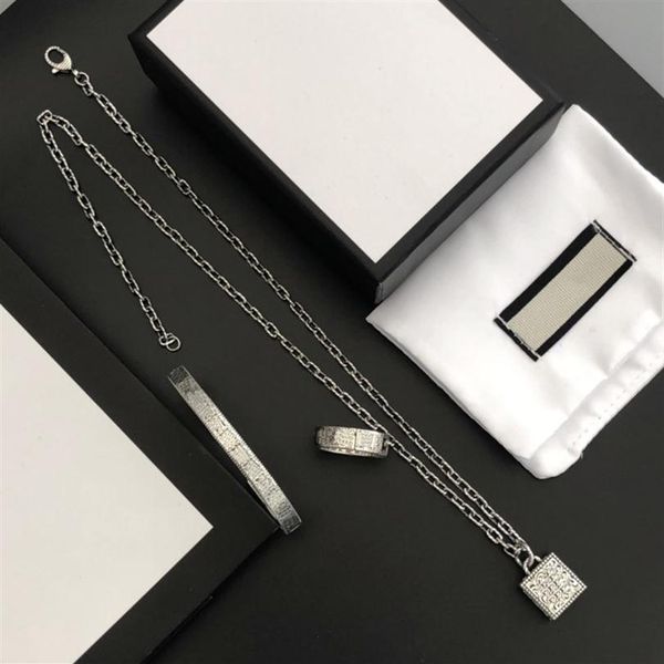 

pendant necklace retro classic fashion bracelet necklaces rings suit man woman chain bracelets ring jewelry box need extra 227t, Silver