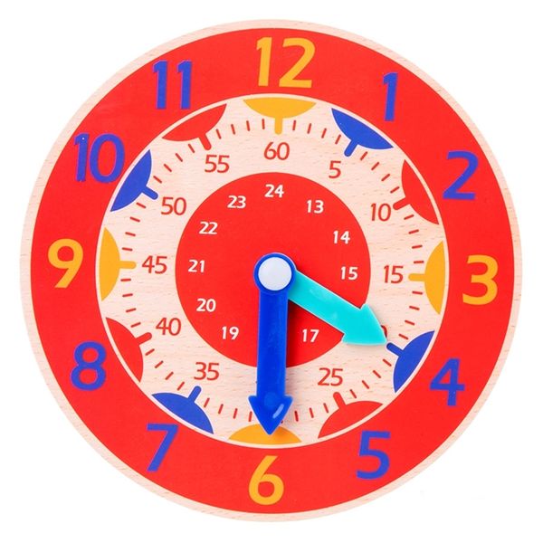 Kinder Montessori Holzuhr Stunde Minute Sekunde Erkenntnis Bunte Uhren Spielzeug für Kinder Frühe Vorschullehrmittel 220628