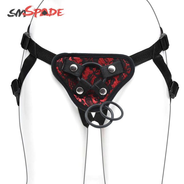 Smspade Seduction Black with Red Lace Strapon Dildos Harness Lesbian Couples Prodotti Sexy Giocattolo per adulti Giocattolo