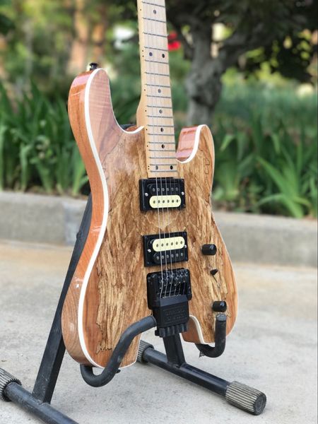 

handwork 6 strings electric guitar maple fingerboard natural wood color guitarra support customization