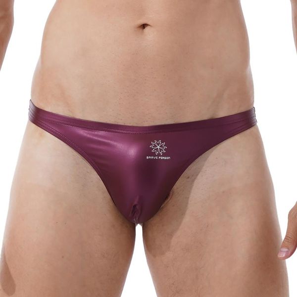 Damen-Bademode, Herren-Badeanzug, Kunstleder, Ausbuchtungsbeutel, G-String, Tangas, Höschen, niedrige Taille, elastischer Bund, T-Rücken, Slips, Unterwäsche