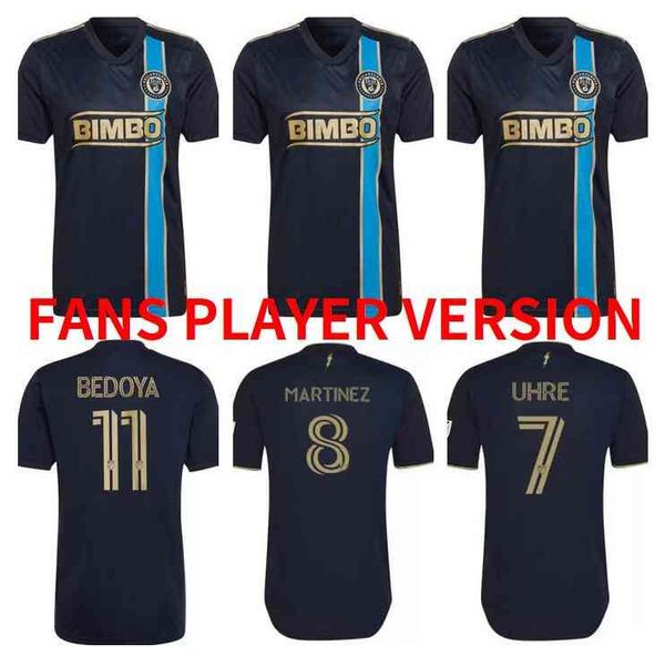 

fans player version 2022 2023 philadelphia union soccer jerseys mls monteiro bedoya uniform 22 23 home aaronson przybylko football shirts, Gray