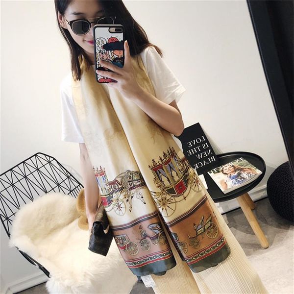 

trendy fashion silk scarf women wild temperament neck scarf scarves241f, Blue;gray