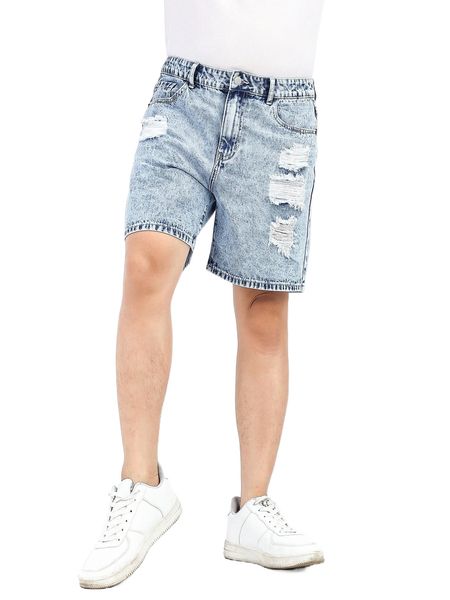 

men ripped slant pocket denim shorts d2fa#, White;black