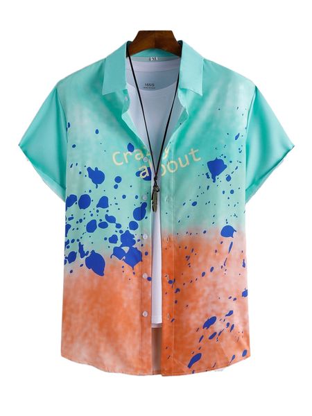 

men random splash ink & letter graphic shirt without tee j5ls#, White;black