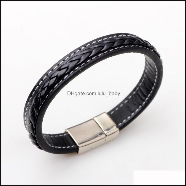 Bracelets de charme pulseira de couro masculino aço inoxidável preto marrom bottle de pulseira masculina Drop Deliver Baby DHQCH