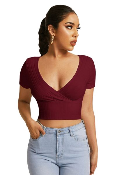 

surplice neck crop tee w4s4#, White