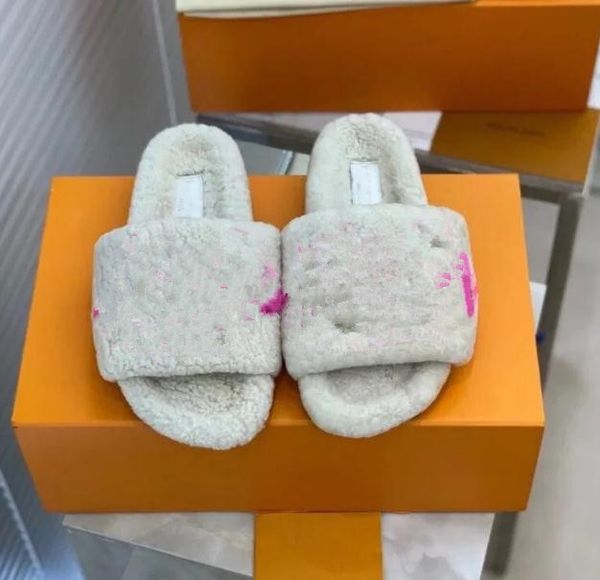 

luxury hairy lambswool slippers and sandals women lamb wool soft comfort ladies vacation banquet platform plush slippers 34-42, Black