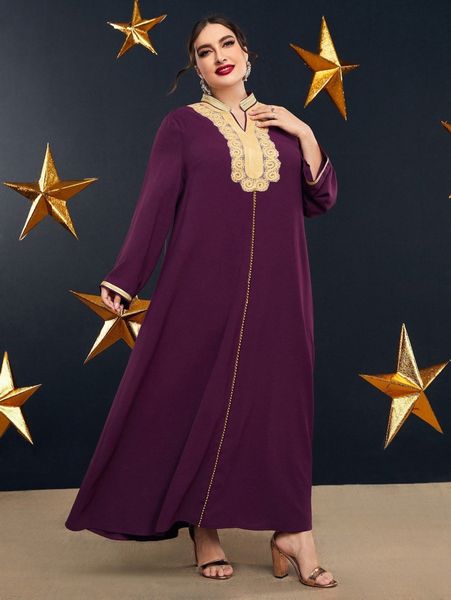

plus scroll panel notched neckline dress r9eh#, Black