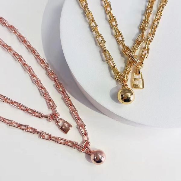 

gold silver rose 45cm 90cm necklace bracelet ball lock horseshoe hardware designer women men couple fashion wedding party thanksgiving day v