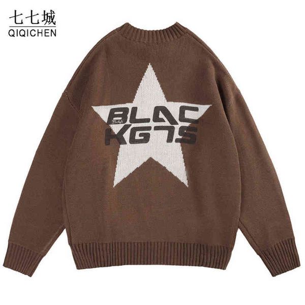 

mens hole knitted sweater college style street hiphop autumn winter sweaters hip hop streetwear male casual pullover autumn t220802, White;black