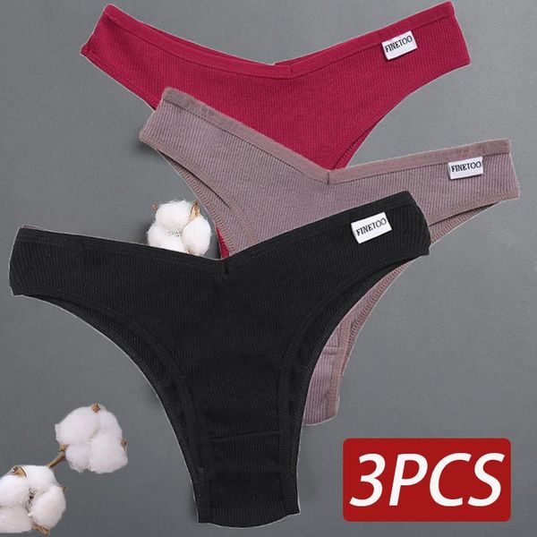 

finetoo combine cotton panties women 3pcs set female underpants low waist underwear pantys lingerie -xl, Black;pink