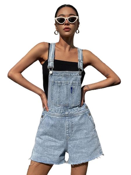 

dazy raw cut denim overall romper without cami g8zj#, Black;white