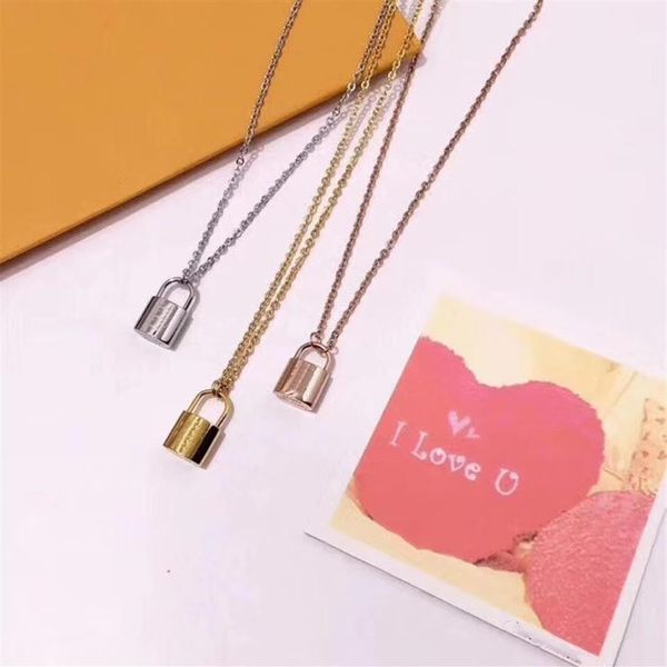 

new product unique design lock necklace fashion 18k electroplating three-color necklace supply329y, Silver
