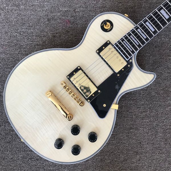 

custom lp electric guitar, god hardware, rosewood fingerboard, natural color maple solid mahogany body guitar