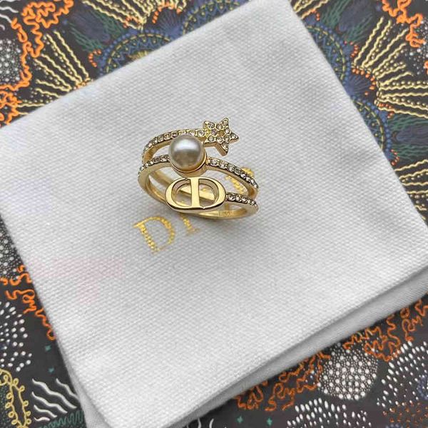 

fashion trend new ladies luxury brand designer wholesale autumn and d family letter pearl female diamond inlaid brass, Silver