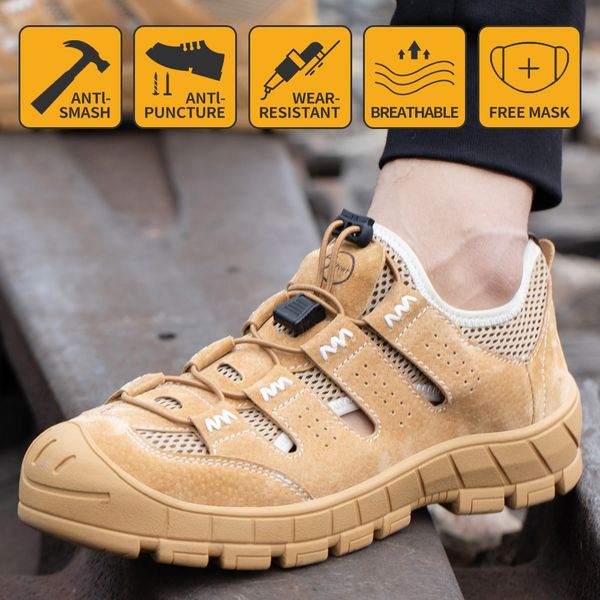 

steel toe shoes anti-smashing puncture proof soft light comfortable indestructible protective boots sneaker, Black;brown