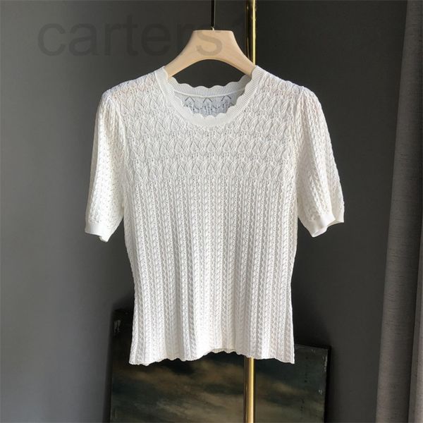 

women's sweaters designer knitwear women's 2022 summer new simple temperament thin hollow out short sleeve pullover kxa1, White;black