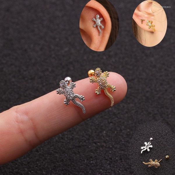 Stud Edelstahl Kleine Ohr Ohrringe Für Frauen Mode Tier Eidechse Gecko Punk Unisex Rock Piercing JewelryStud Farl22