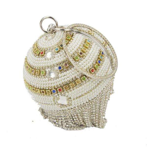 Bolsas de noite moda pérola colorida pêlos de cristal bola bolsa bolsa de redondeza festão pão de casamento no noivo da noiva embreagem