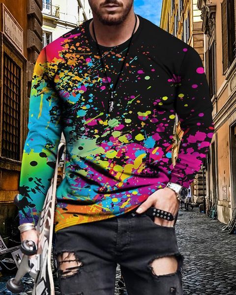 

men's casual shirts new european and american d skull print t-shirt street trend 3d printing long-sleeved t-shirt, White;black