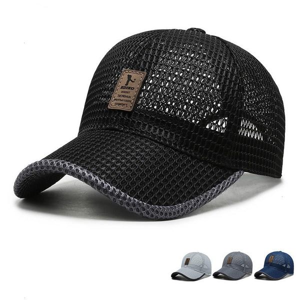 Sommer Unisex Männer fischen Baseballkappen Frauen atmungsaktivem Mesh Snapback Black Casual Sport Cap