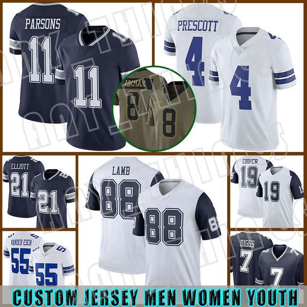 

dak prescott 88 ceedee lamb football 11 micah parsons jersey ezekiel elliott amari cooper trevon diggs roger staubach troy aikman cowboyes c, Black;red