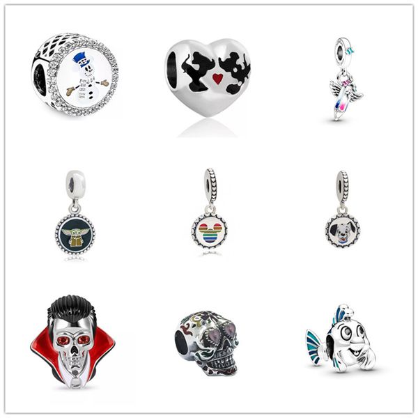 Neue Designer-Armbänder aus 925er-Sterlingsilber, luxuriöse lose Perlen, mit Kronkorken und Totenkopf-Anhänger, Original-Passform für Pandora-Charms, Modeschmuck, DIY-Geschenke für Damen