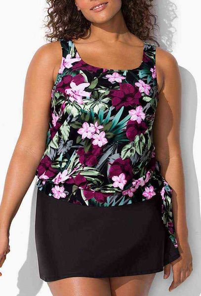 

large swimsuit 264382 print skirt vest pants two piece set women's split, White;black