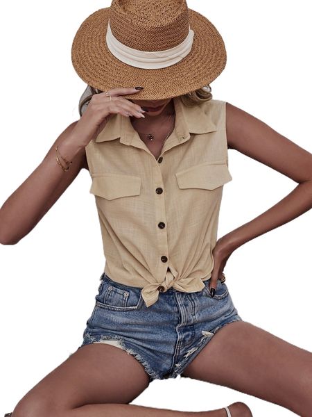 

flap detail button front blouse k4wa#, White